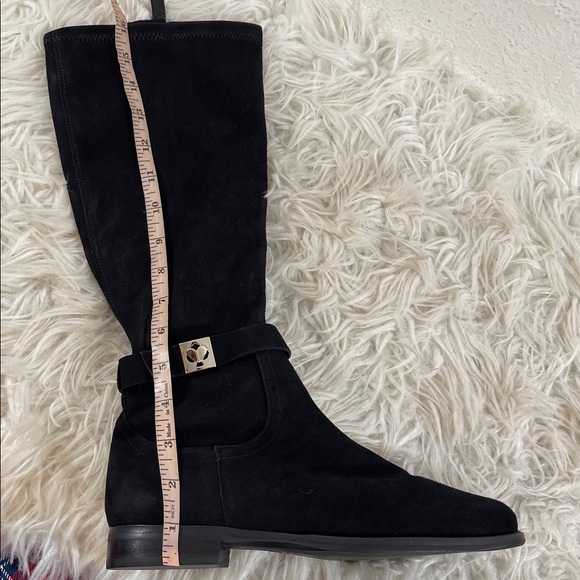 KATE SPADE New York Verona Suede Black Knee High Boots With Spade Charm Size 8 - Picture 10 of 11